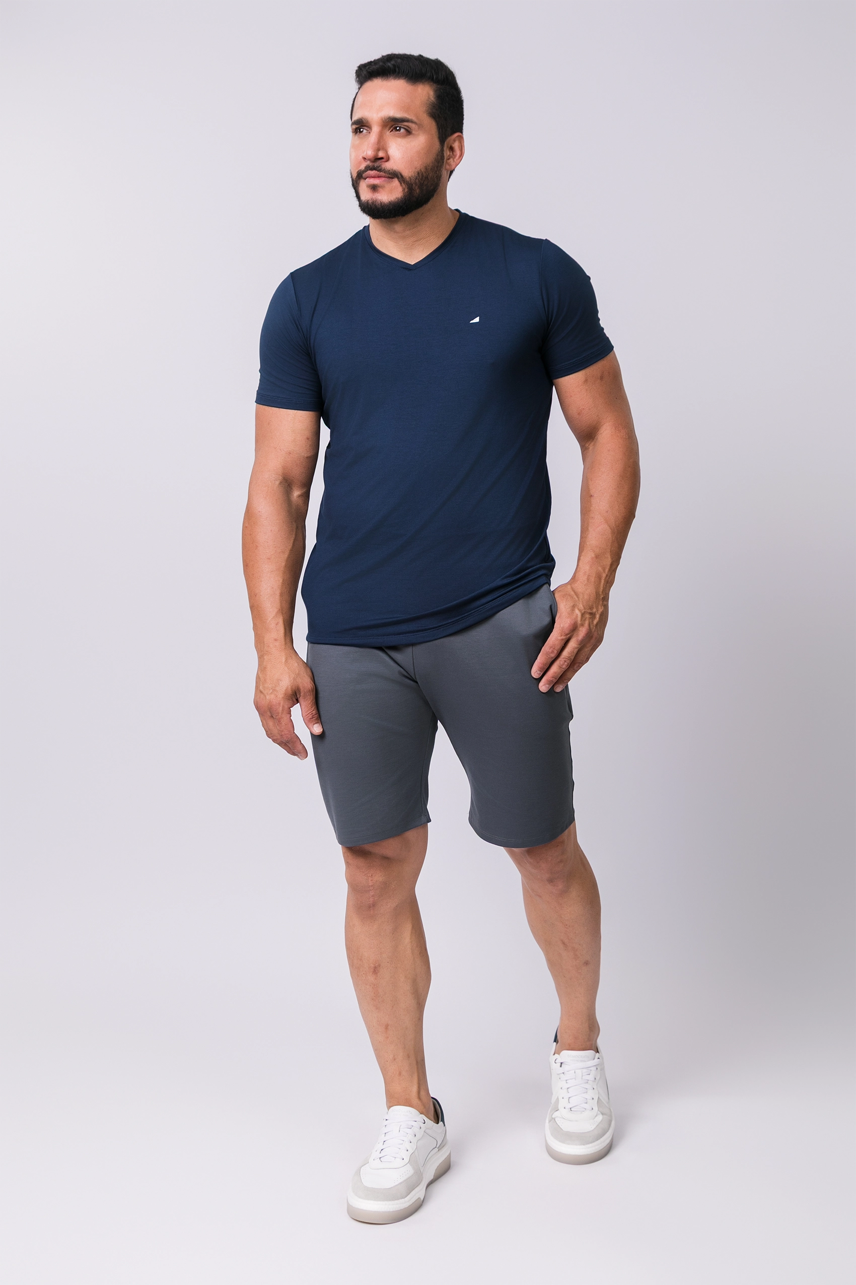 Camiseta Gola V Casual Tecido Modal Smart High