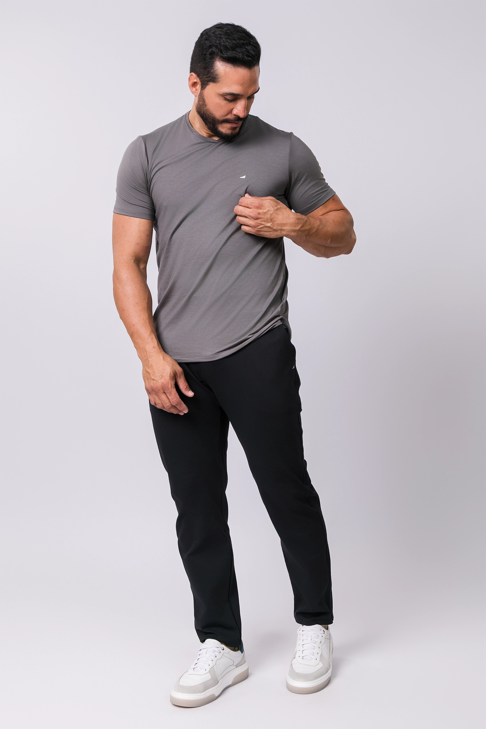 Camiseta Gola V Casual Tecido Modal Smart High