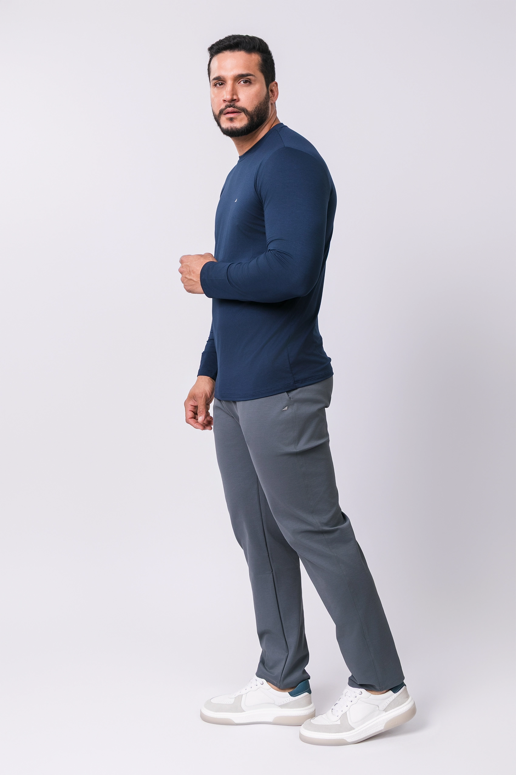 Camiseta Manga Longa Casual Tecido Modal Smart High