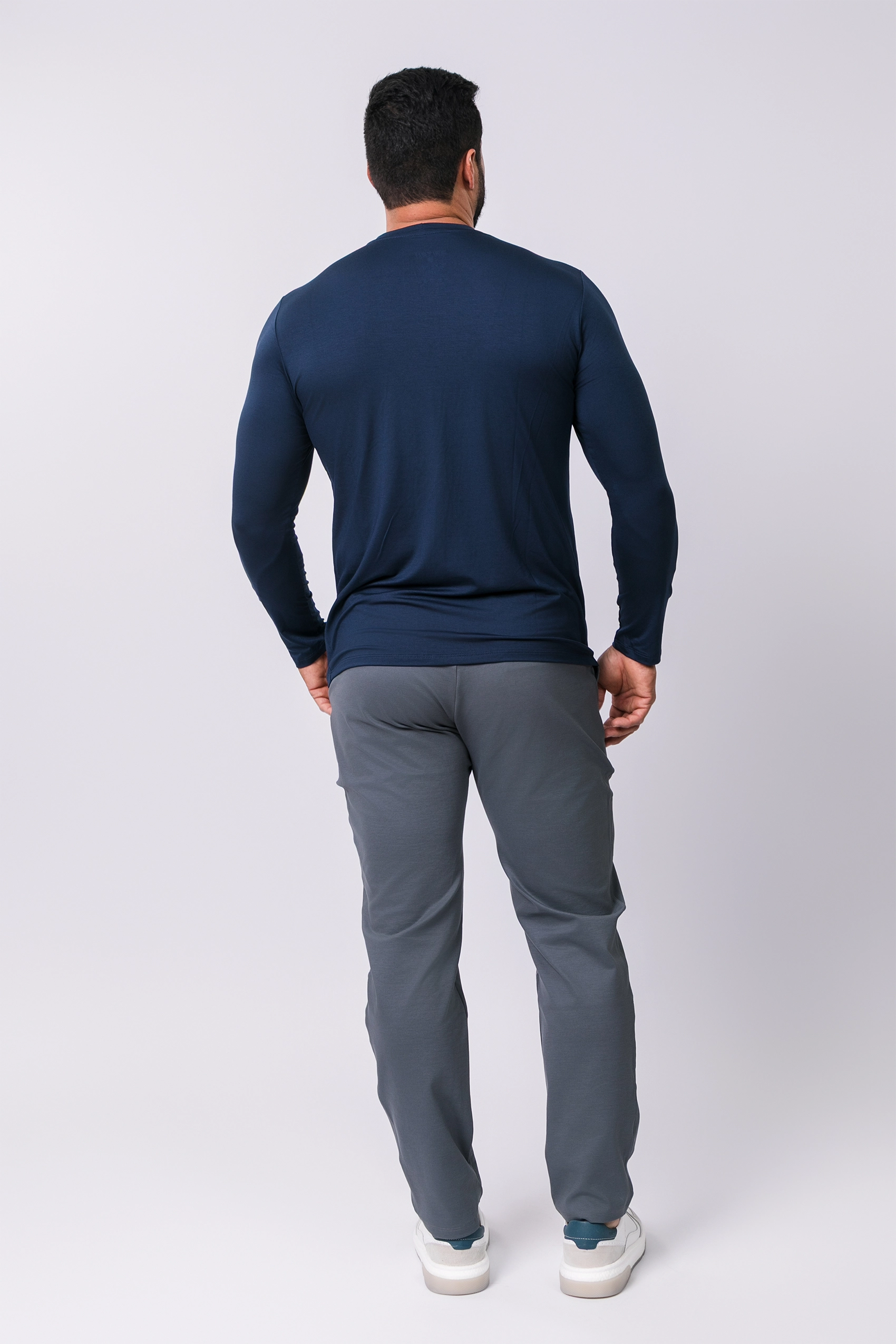 Camiseta Manga Longa Casual Tecido Modal Smart High