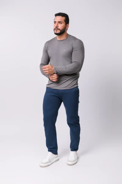 Camiseta Manga Longa Casual Tecido Modal Smart High