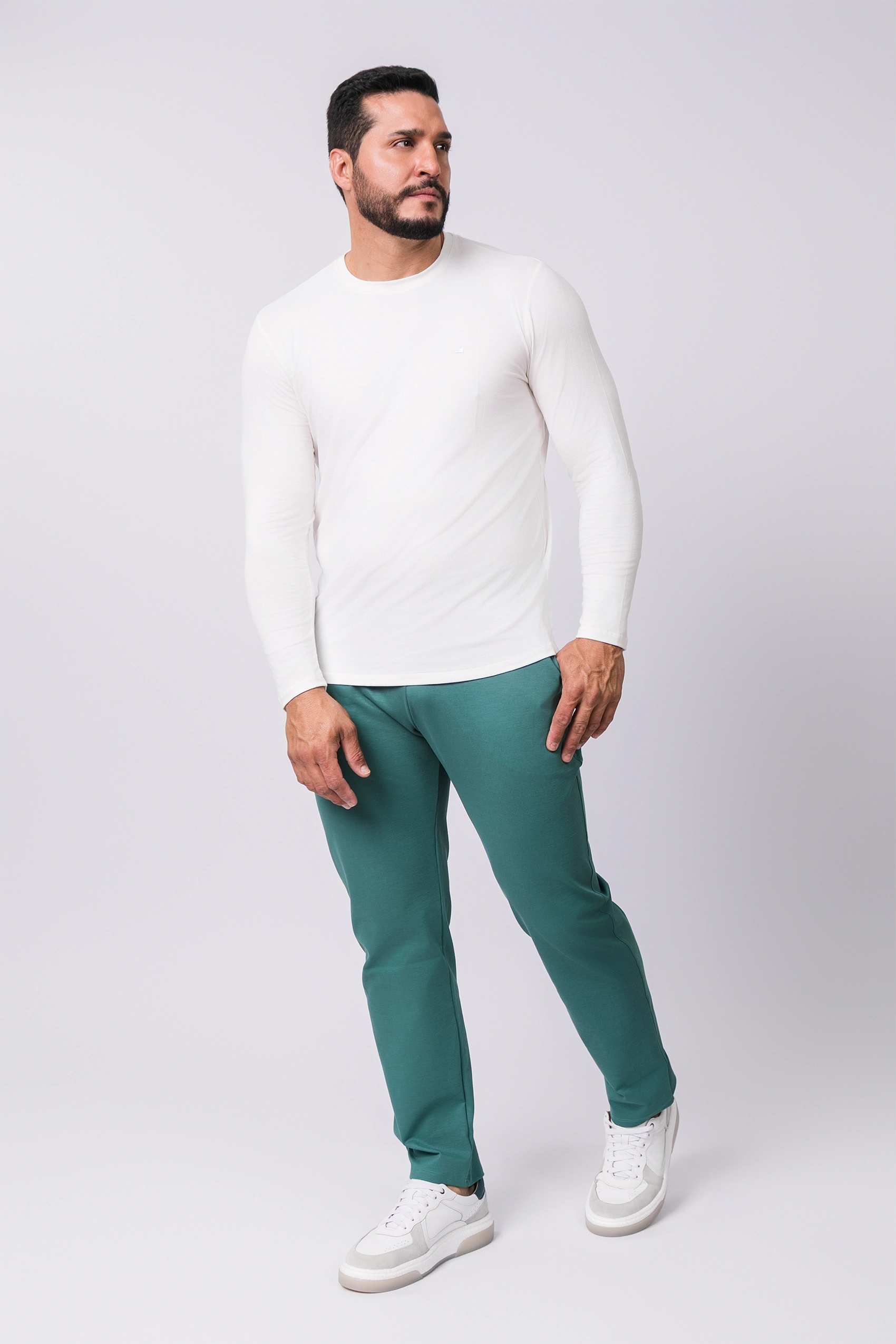 Camiseta Manga Longa Casual Tecido Modal Smart High