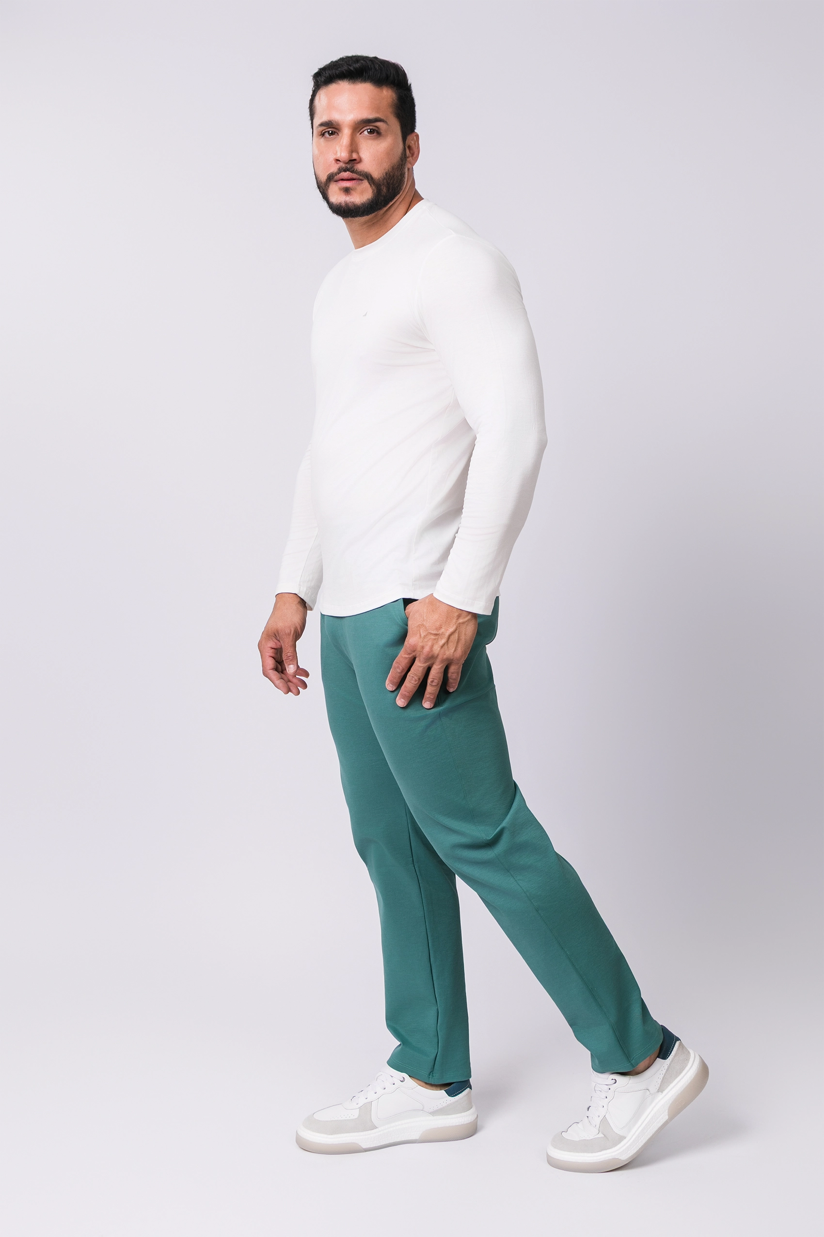 Camiseta Manga Longa Casual Tecido Modal Smart High