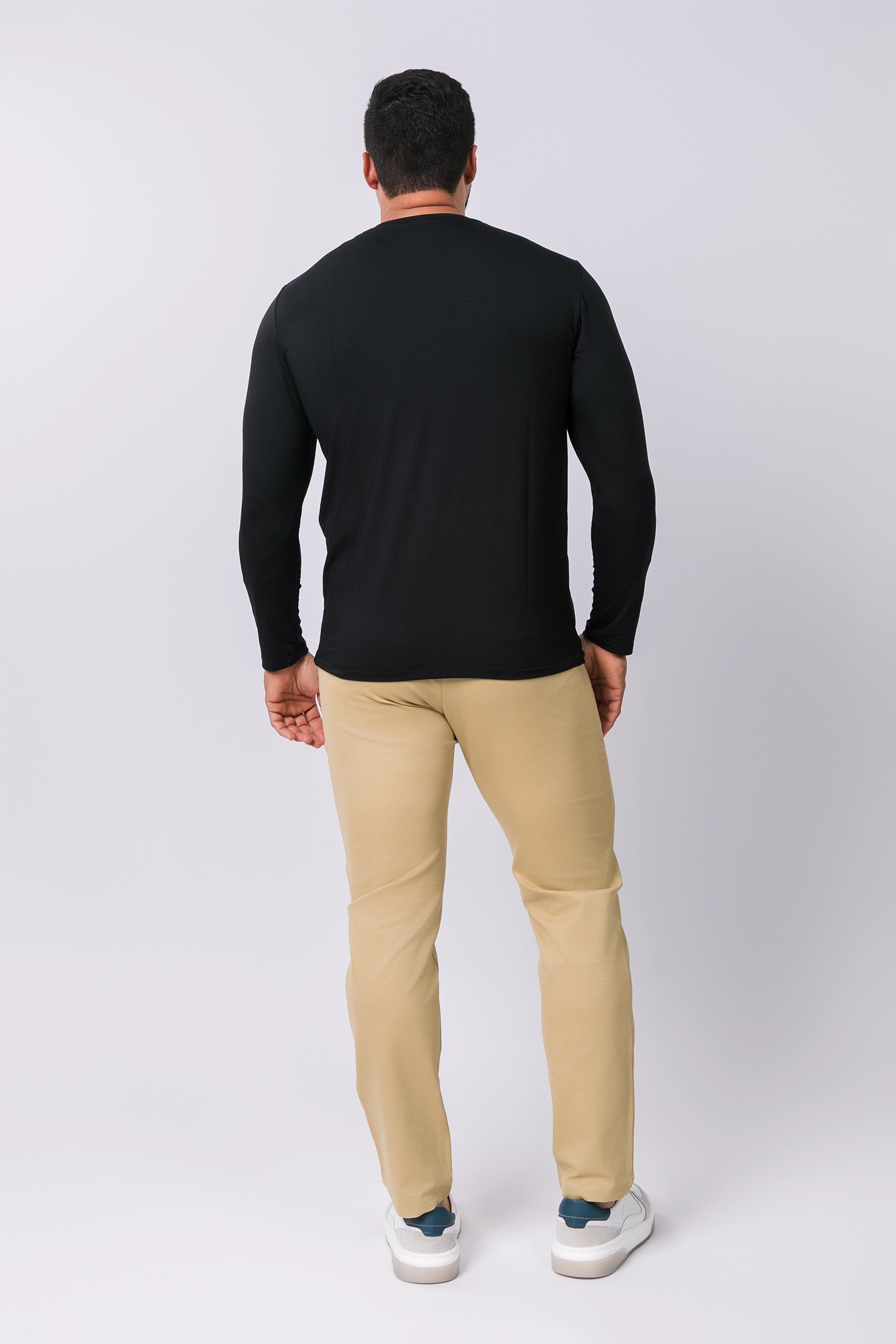 Camiseta Manga Longa Casual Tecido Modal Smart High